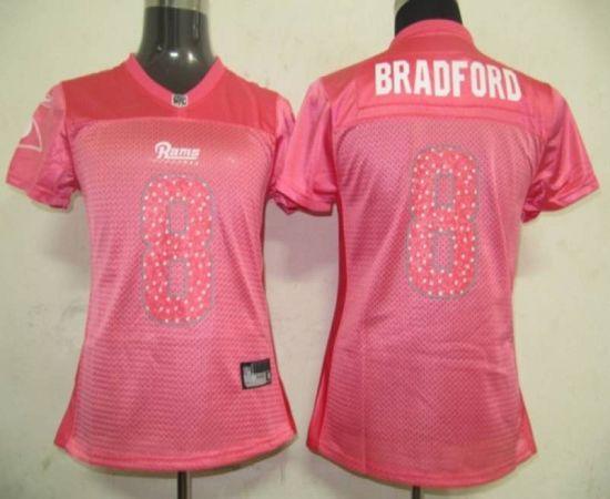Rams #8 Sam Bradford Red Women's Sweetheart Stitched NFL Jersey